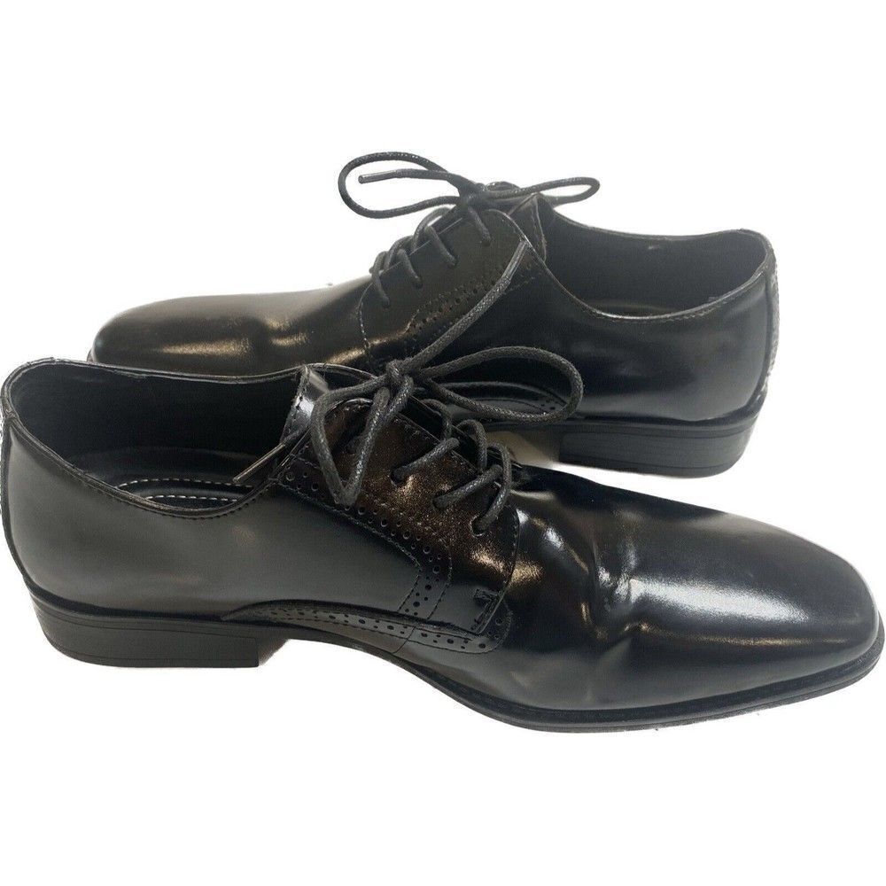 Stacy Adams Plain Toe Lace up Oxfords Black Leather Dress Shoes Men's Sz 10